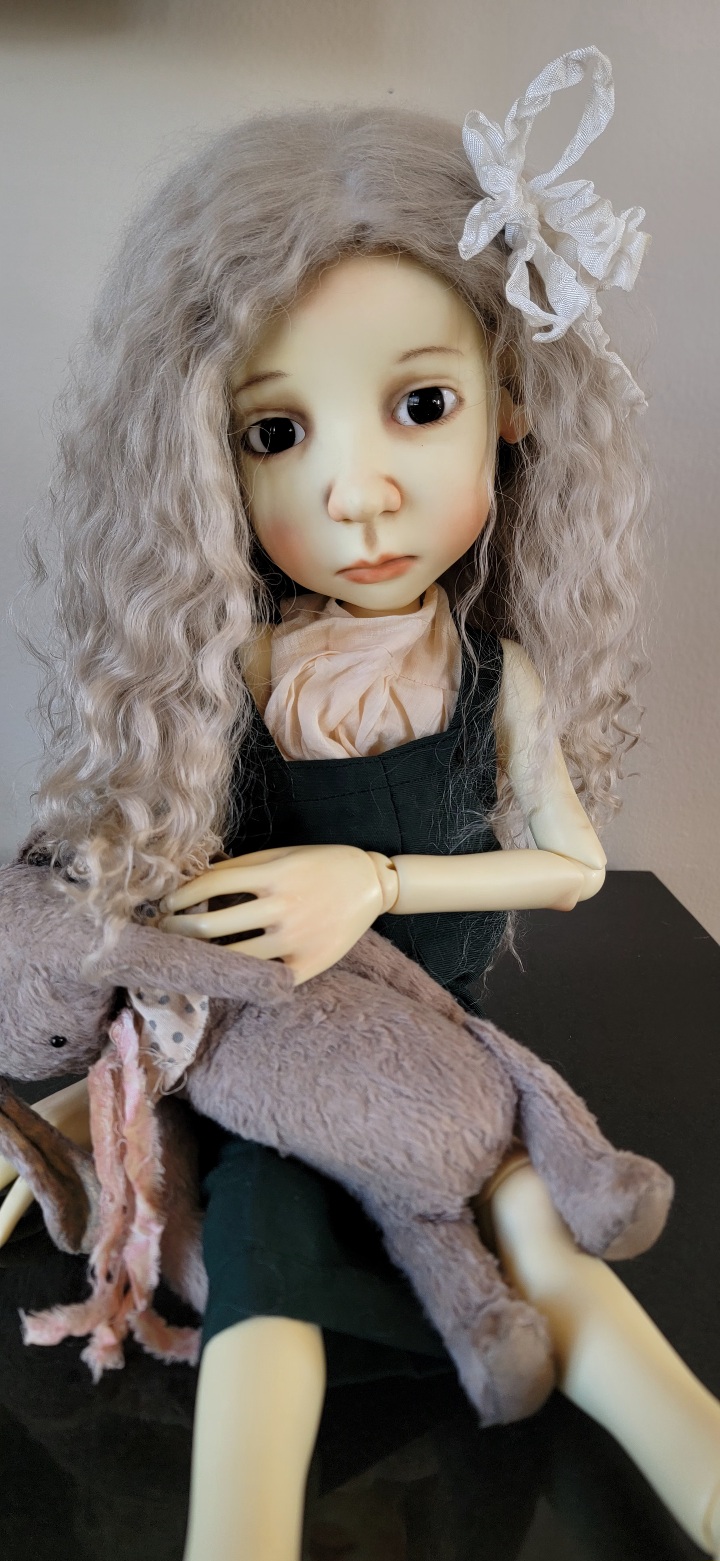 12" Big ear Tibet Mohair wig long Grey