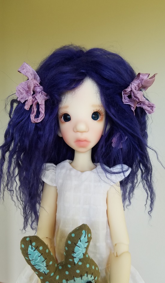 7" Deep purple mohair wig