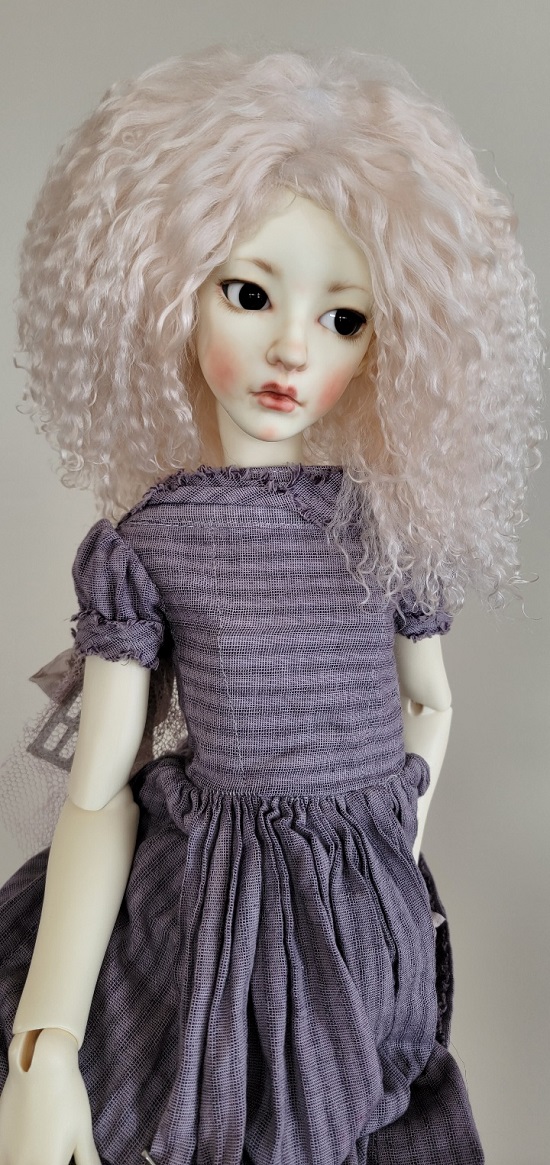 9" Silky Peachy-Pink Tibet mohair wig