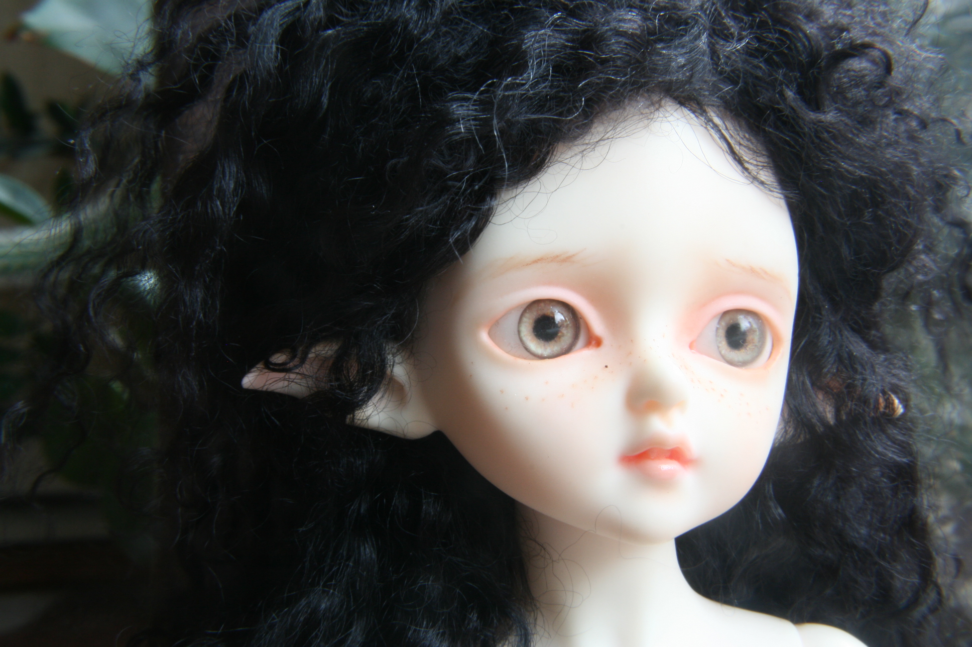 6.5" black mohair