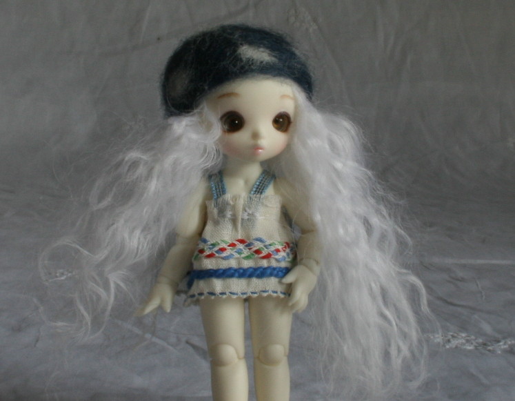 Wool felted hat and mohair
