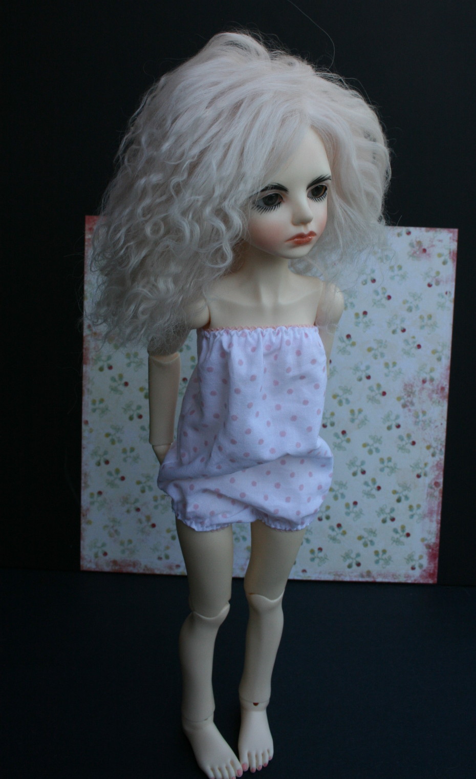 Soft Pink Tibetian mohair wig 7"