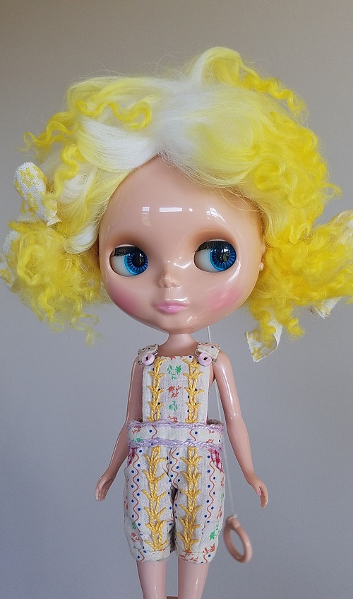 OOAK canary yellow ponytail wig