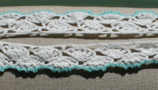 Minty blue crocheted 1"