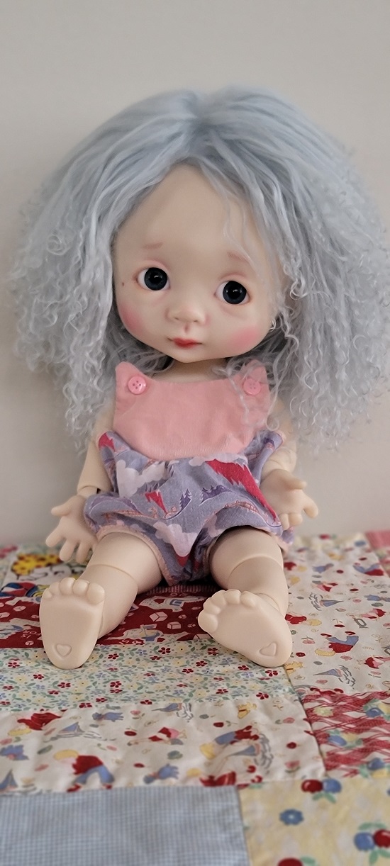 14.5" Light Blue Tibet Mohair wig
