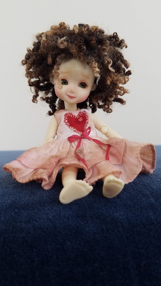 Tiny 4" natural wool wig