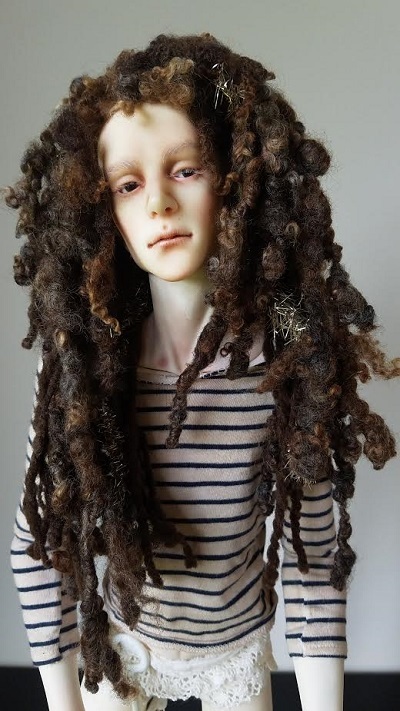 7.5"-8" Dread locked natural wool wig