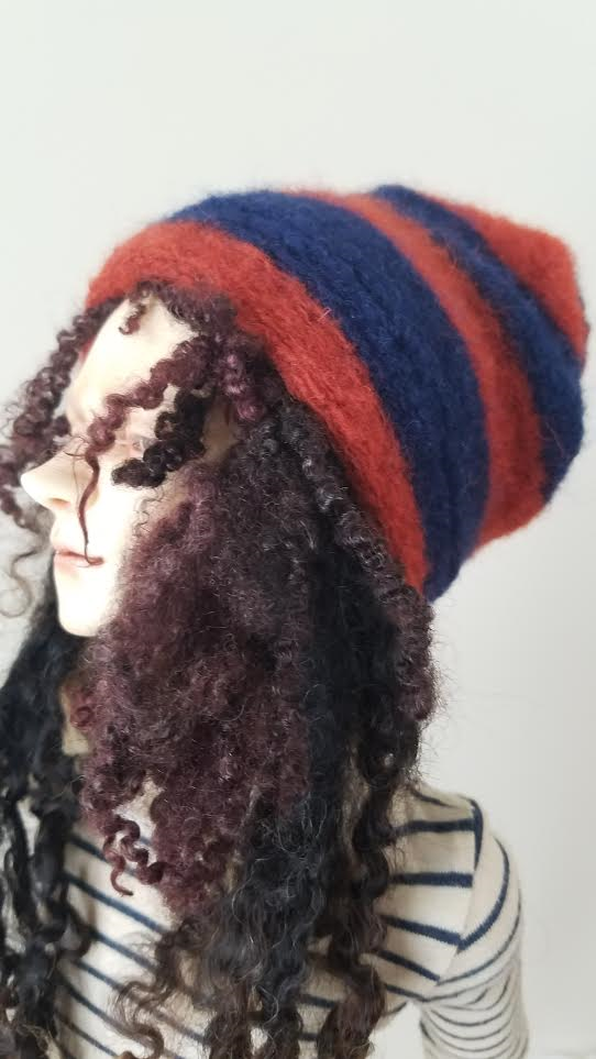 Wool stripe slouch hat