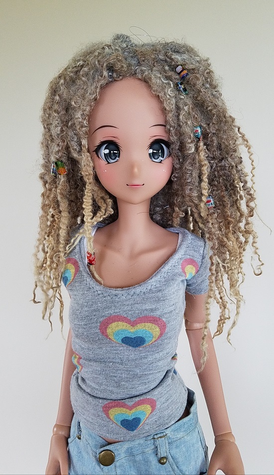 9" light grey/tan dread locked wig