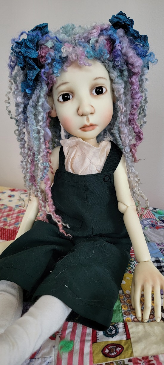 12" Handsewn antiqued mohair ooak wig