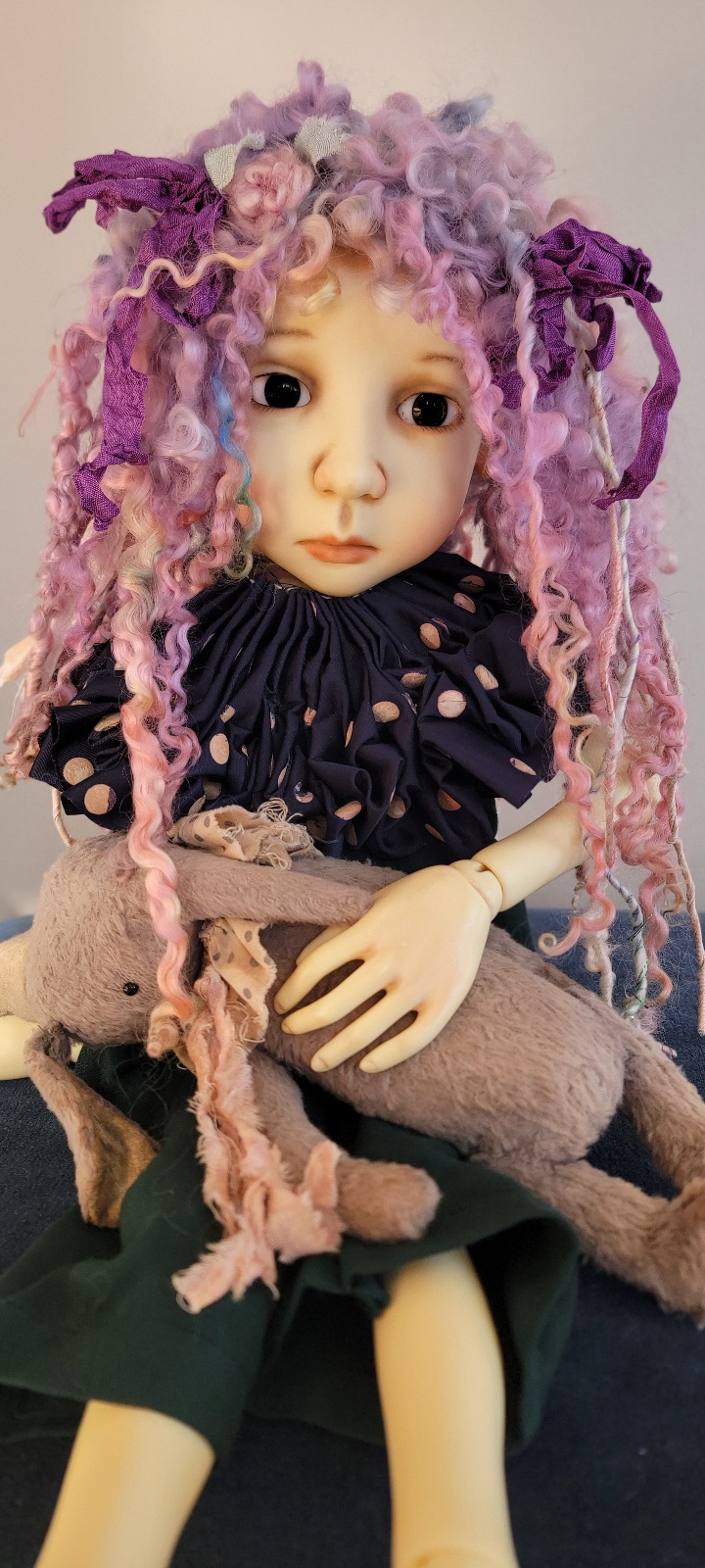 Big Stella size 12" OOAK Lavender Blues Roses wig