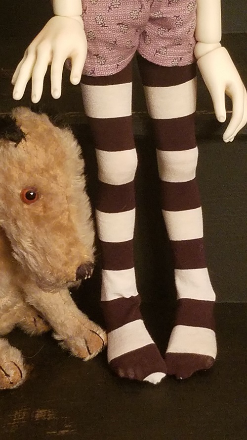 Brown and cream stripe stocking